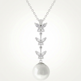 Avera Butterfly Pearl Pendant Necklace for Women One Size Silver — One Size / Silver — view 1