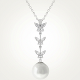 Avera - Avera Butterfly Pearl Pendant Necklace for Women One Size Silver - One Size - Silver - View 2