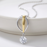 Avera - Avera Two-Tone Finish Raindrop Cubic Zirconia Pendant Necklace - One Size - Silver - View 2