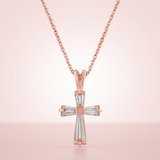 Avera Elegant Minimalist Cross Necklace In Pink — One Size / Pink — view 1