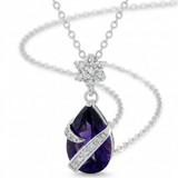 Avera - Avera Wrapped Amethyst Cubic Zirconia Pendant Necklace - One Size - Dark Purple - View 2