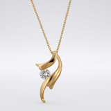 Avera - Avera Solitaire Winged Pendant Necklace in Radiant Gold - One Size - Gold - View 2
