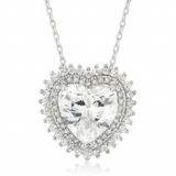 Avera - Avera Radiant Halo Heart Pendant in Sterling Silver - One Size - Silver - View 2