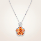Avera - Avera Floral Cut Cubic Zirconia Pendant Necklace in Orange - One Size - Orange - View 2