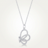 Avera - Avera Whimsical CZ Butterfly Pendant and Necklace in Sterling Silver - One Size - Silver - View 2