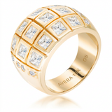 Avera Geometric Square Cocktail Ring in Polished Gold Finish — 5 / Gold — view 1