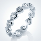 Avera Heart Eternity Ring In Polished Sterling Silver — 5 / Silver — view 1