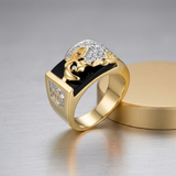 Avera Cubic Zirconia Eagle Men's Ring in Polished Gold Finish — 7 / Gold — view 1
