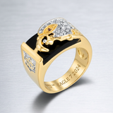 Avera Cubic Zirconia Eagle Men's Ring in Polished Gold Finish — 7 / Gold — view 2