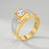 Avera Cubic Zirconia Two-Tone Men's Ring in Gold Finish — 8 / Gold — view 1