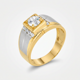Cubic Zirconia Two-Tone Men's Ring — 8 / Gold — view 1