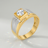 Avera Cubic Zirconia Two-Tone Men's Ring in Gold Finish — 8 / Gold — view 2