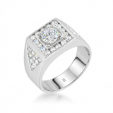 Avera Brilliant Men's Cubic Zirconia Ring in Polished Silver — 8 / Silver — view 1