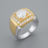Avera Men's Two-Tone Finish Cubic Zirconia Ring — 8 / Silver — view 1