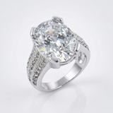 Avera Oval Triplet Cubic Zirconia Ring in Sterling Silver — 5 / Silver — view 2