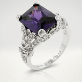 Avera Amethyst Princess Cut Statement Ring Size 5 — 5 / Purple — view 1
