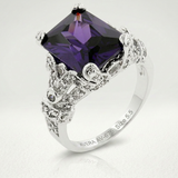 Avera Amethyst Princess Cut Statement Ring Size 5 — 5 / Purple — view 2