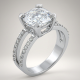 Avera Double Band Cubic Zirconia Engagement Ring — 5 / Silver — view 1