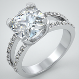 Double Band Cubic Zirconia Engagement Ring — 5 / Silver — view 1