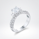 Avera Classic Pave Bridal Ring in Sterling Silver — 5 / Silver — view 1