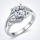 Avera Radiant Solitaire Elegant Engagement Ring in Silver — 5 / Silver — view 1