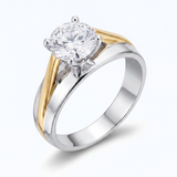 Avera Two-Tone Finish Solitaire Engagement Ring Size 5 Silver — 5 / Silver — view 1