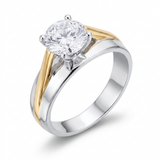 Avera Two-tone Finish Solitaire Engagement Ring 5 / Silver — 5 / Silver — view 1