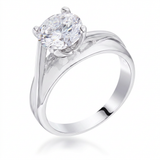 Avera Two-tone Finish Solitaire Engagement Ring 5 / Silver — 5 / Silver — view 2