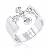 Avera Sterling Silver Cross Band Ring - Elegant Minimalist Jewelry — 4 / Silver — view 1