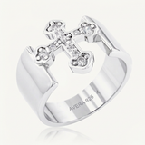 Avera Sterling Silver Cross Band Ring - Elegant Minimalist Jewelry — 4 / Silver — view 2
