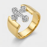 Avera Two-Tone Finish Cross Ring in Gold and Silver — 5 / Gold — view 1