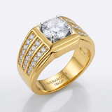Avera Rock Solid Cubic Zirconia Ring in 18k Gold Plated Finish — 8 / Silver — view 1