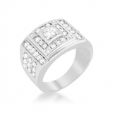 Avera Geometric Cubic Zirconia Ring in Silver Tone — 8 / Silver — view 1
