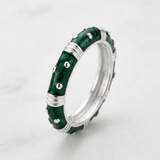 Avera Marbled Dark Enamel Stacker Ring in Green — 5 / Green — view 1
