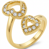 Avera Dual Pave Hearts Ring in Polished Gold Finish — 5 / Gold — view 1
