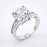 Avera Classic Princess Cut Raised Pave Engagement Ring — 5 / Silver — view 1