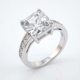 Avera Classic Princess Cut Raised Pave Engagement Ring — 5 / Silver — view 2