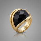 Avera Onyx Block Cocktail Ring in 14k Hamilton Gold — 5 / Black — view 1
