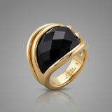 Avera Onyx Block Cocktail Ring in 14k Hamilton Gold — 5 / Black — view 2