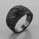 Avera Elegant Contemporary Swirl Ring In Polished Black — 5 / Black — view 1