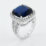 Avera Deep Engagement Ring With Blue Sapphire Accent — 5 / Blue — view 1