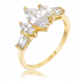 Marquise Triplet Engagement Ring — 5 / Gold — view 1