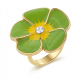 Avera Large Flower Cubic Zirconia Cocktail Ring in 14k Hamilton Gold — 5 / Silver — view 1