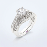 Avera Art Deco Round Cut Bridal Set in Radiant Silver — 5 / Silver — view 1