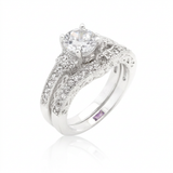 Art Deco Round Cut Bridal Set — 5 / Silver — view 1