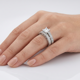 Avera Princess Cut Filigree Bridal Ring Set in Sterling Silver — 5 / Silver — view 3