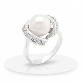 Avera Single Pearl Cocktail Ring in Sterling Silver — 5 / Silver — view 1