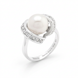 Avera Single Pearl Cocktail Ring in Sterling Silver — 5 / Silver — view 2