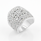 Avera Cubic Zirconia Pave Abstract Ring in Sterling Silver — 5 / Silver — view 1