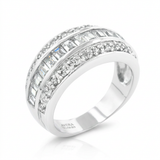 Avera Three-Row Cubic Zirconia Band in Polished Silver — 5 / Silver — view 1